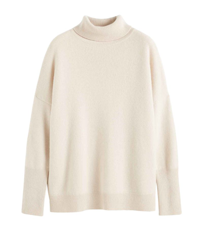 Chinti & Parker Red Cashmere Rollneck Sweater In Bone