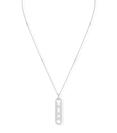 Messika Move 10th Small Pave Diamond Necklace In 18k White Gold In Silver