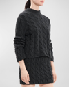 THEORY WOOL-CASHMERE MOCK-NECK CABLE SWEATER