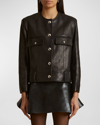 Khaite Laybin Leather Jacket Black In Black
