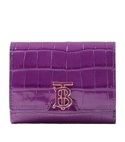 Burberry Tb Monogram Plaque Leather Wallet In Purple