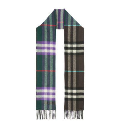 Burberry Cashmere Check Scarf In Green