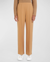 Max Mara Cropped Straight-leg Pintuck Pants In Camel