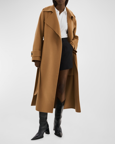 Lamarque Margaret Wool Trench Coat In Camel