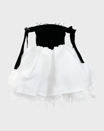 Petite Maison Girl's Audrey Two-tone Velvet & Sateen Dress In White/black
