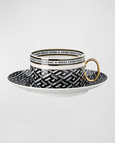 Versace La Greca Signature Teacup & Saucer Set