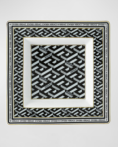 Versace La Greca Signature Square Tray In Black