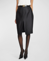 Saint Laurent Pinstriped Wool And Silk-blend Twill Skirt In Nero