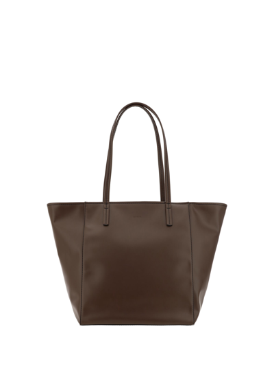 By Far Club Box Leather Tote Bag In Bear