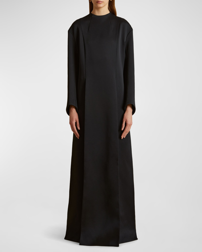 Khaite Clete Crepe Maxi Dress In Black