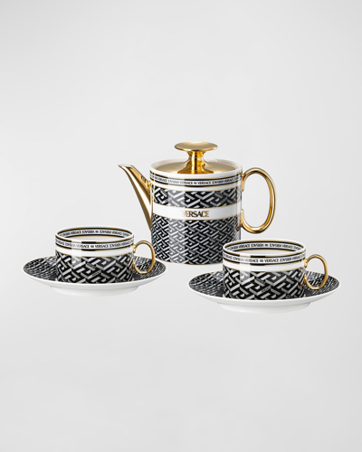 Versace La Greca Signature Tea Set For Two In Black