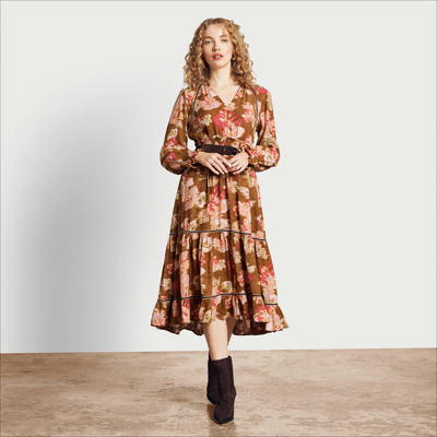 Sam Edelman Maya Midi Dress Flower Print In Brown