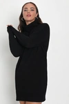Lulus Frosty Forecast Black Turtleneck Long Sleeve Sweater Dress In Black