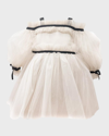 PETITE MAISON GIRL'S COCO CARAMEL PUFF-SLEEVE TULLE DRESS