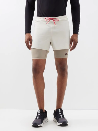 District Vision 2-in-1 Layered Running Shorts In Beige