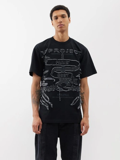 Y/project Paris' Best Distressed Cotton-jersey T-shirt In Black