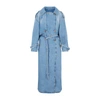 Acne Studios Denim Double-breasted Trench Coat In Blue