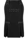 Alessandra Rich Lace-up Skirt With Fitted Silhouette And Slits In Black