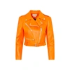 Alexander Mcqueen Smooth Leather Crpd Biker Jkt In Yellow &amp; Orange