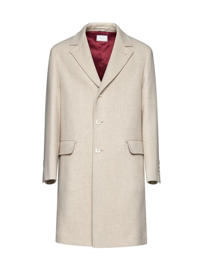 Brunello Cucinelli Notched-lapels Button-up Coat In Sand