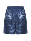 Burberry Bradeston Shark Print Mulberry Silk Shorts In Rich Navy Ip Pat