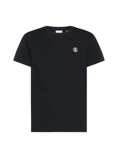 Burberry Tb Embroidered Logo V-neck T-shirt - 黑色 In Black