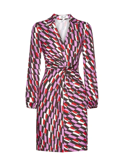 Diane Von Furstenberg Printed Wrap Minidress In Arta Geo Pink Me