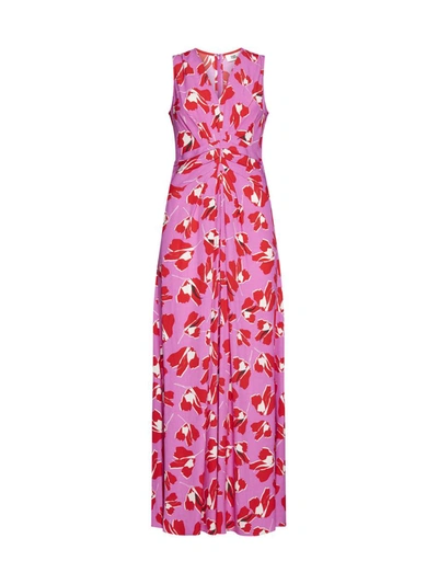 Diane Von Furstenberg Dress In Paper Tulip Lg Pink