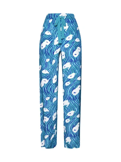 Diane Von Furstenberg Trousers In Ocean Tide Quetzal Green