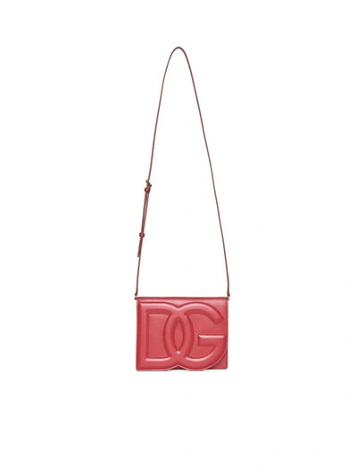 Dolce & Gabbana Logo Leather Shoulder Bag In Red