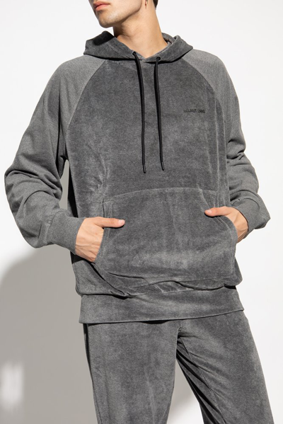 Helmut Lang Logo-print Cotton Hoodie In Grey