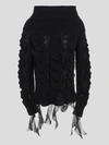 Blumarine Rouched Turtleneck Sweater In Black