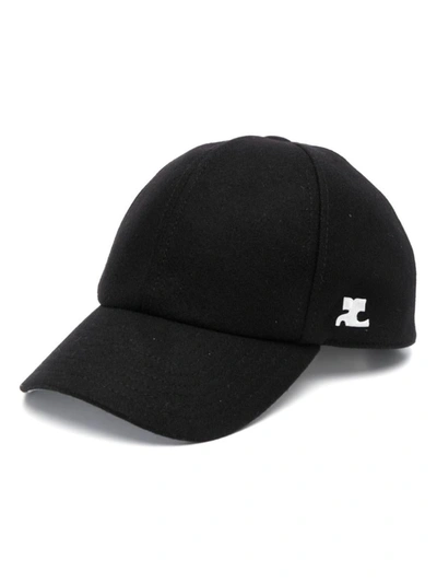 Courrèges Logo-patch Basecall Cap In Black