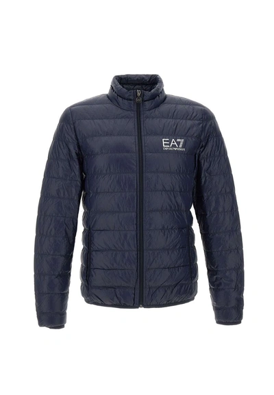 Ea7 Core Identity Packable Nylon Down Jacket In Navy