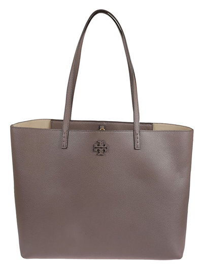 Tory Burch Mcgraw Logo Patch Tote Bag In Grey