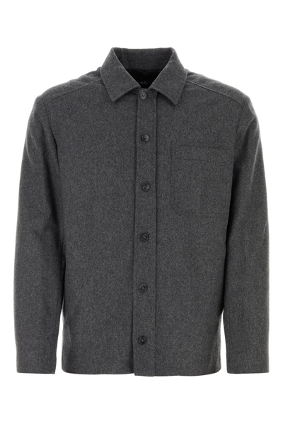 Apc A.p.c. Jasper Long Sleeved Butoned Jacket In Grey