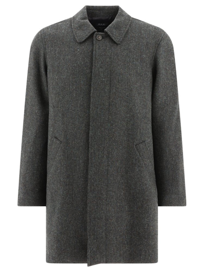 Apc A.p.c. Long Sleeved Buttoned Coat In Grey