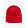 Benetton Boys Red Kids Logo-embroidered Wool-blend Beanie Hat 6-14 Years