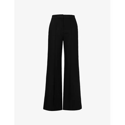 Me And Em Mid-rise Wide-leg Recycled Polyester-blend Stretch-woven Trousers In Black