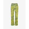 ACNE STUDIOS ACNE STUDIOS WOMEN'S YELLOW BLUE 1977 ABSTRACT-WASH STRAIGHT-LEG MID-RISE JEANS