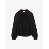 Claudie Pierlot Womens Noir / Gris Betsy Semi-sheer Woven Shirt