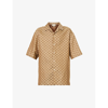GUCCI GUCCI MENS CAMEL EBONY ARCHIVIO PATCH-POCKET RELAXED-FIT LINEN-BLEND SHIRT