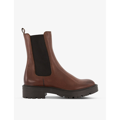 Dune Picture Cleated-sole Suede-leather Chelsea Boots In Dark Tan-leather