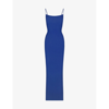 Skims Soft Lounge Rib Long Slip Dress In Cobalt