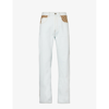 GUCCI GUCCI MEN'S LIGHT BLUE MIX LOGO-EMBROIDERED STRAIGHT-LEG MID-RISE JEANS