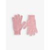 Benetton Boys Pink Kids Logo-embroidered Stretch Wool-blend Gloves 6-14 Years