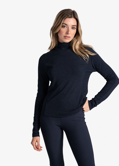 Lole Traverse Turtle Neck Long Sleeve In Outerspace Heather