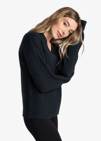 Lole Camille V-neck Sweater In Black Heather