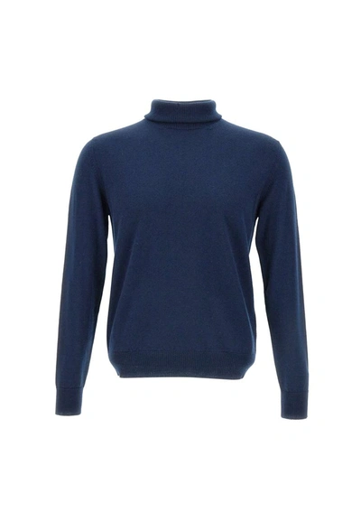 Ballantyne Turtleneck Wool Sweater In Blue