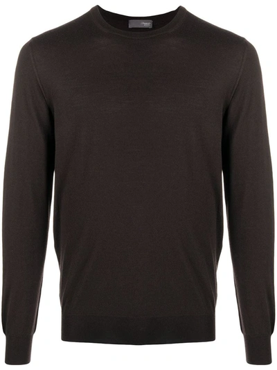 Drumohr Crewneck Knitted Jumper In Brown